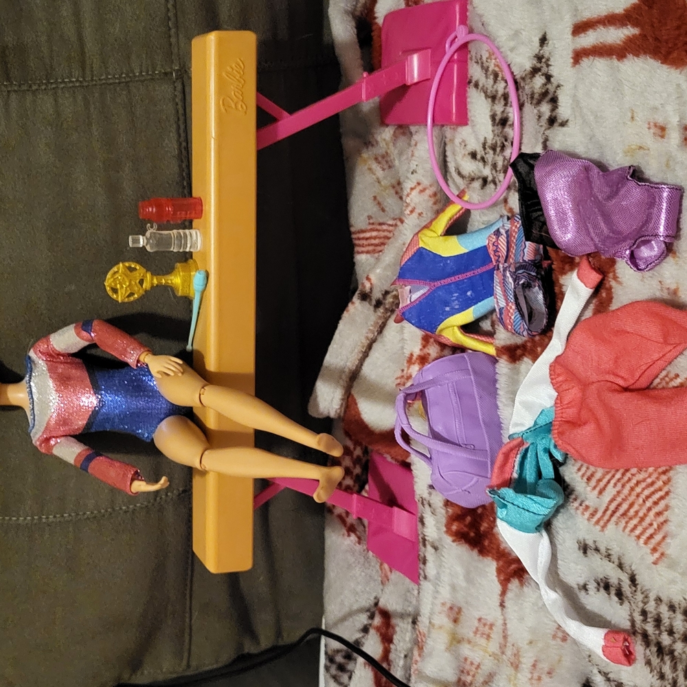 Barbie Gymnastics Playset with Pink and Blue Outfit